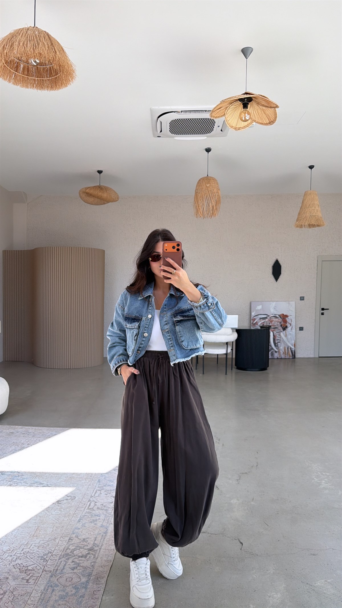 Kahverengi Tensel Dökümlü Şalvar