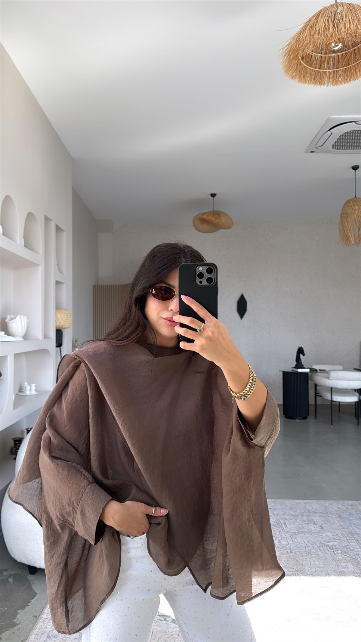 Kahverengi Transparan Pelerin