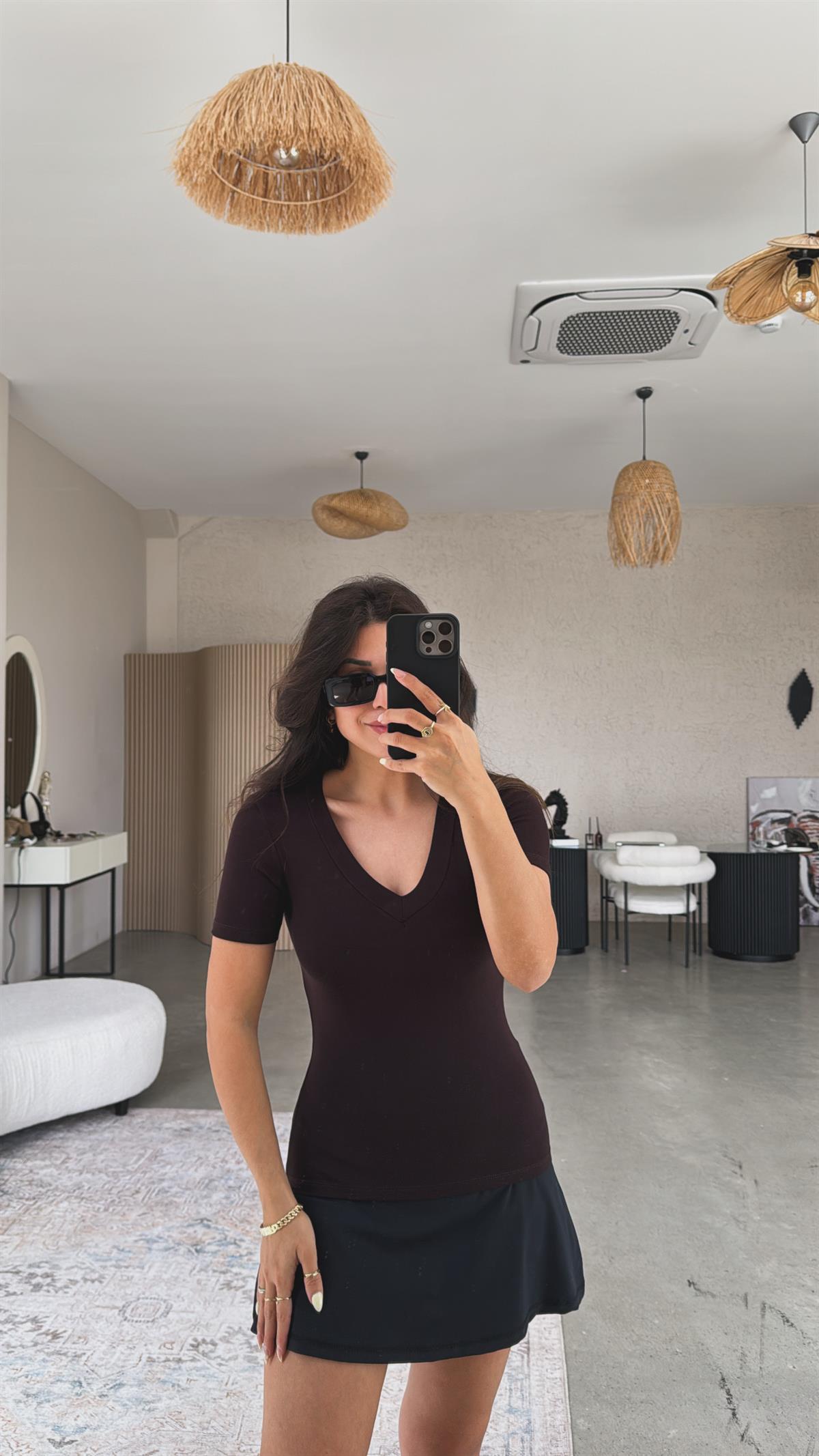 Kahverengi V Yaka Oys Basic