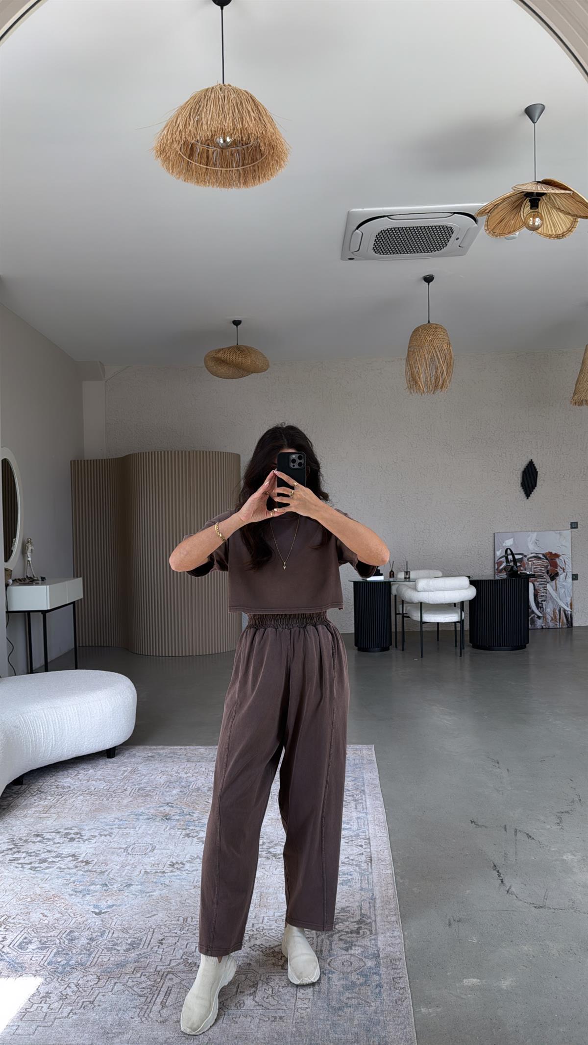 Kahverengi Yıkamalı Salaş Takım