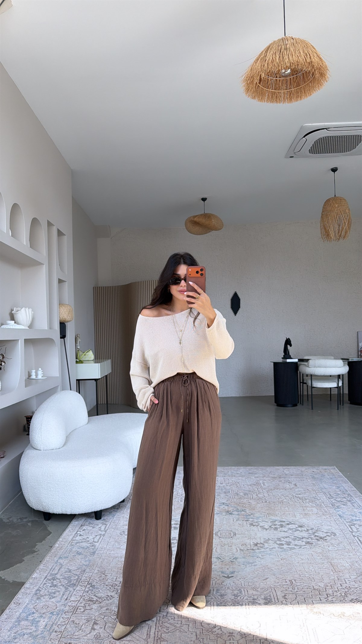 Kahverengi ZR Model Premium Linen Pantolon