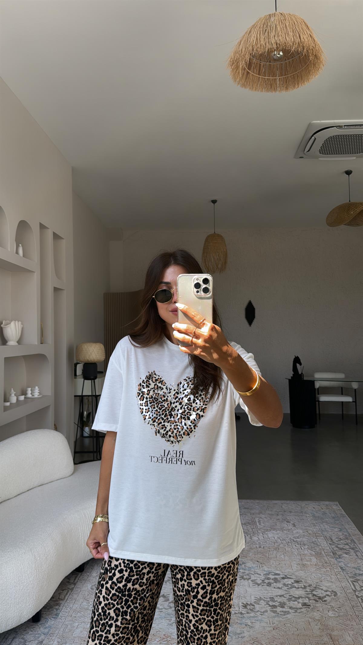 Kalpli Leopar Modal Tshirt