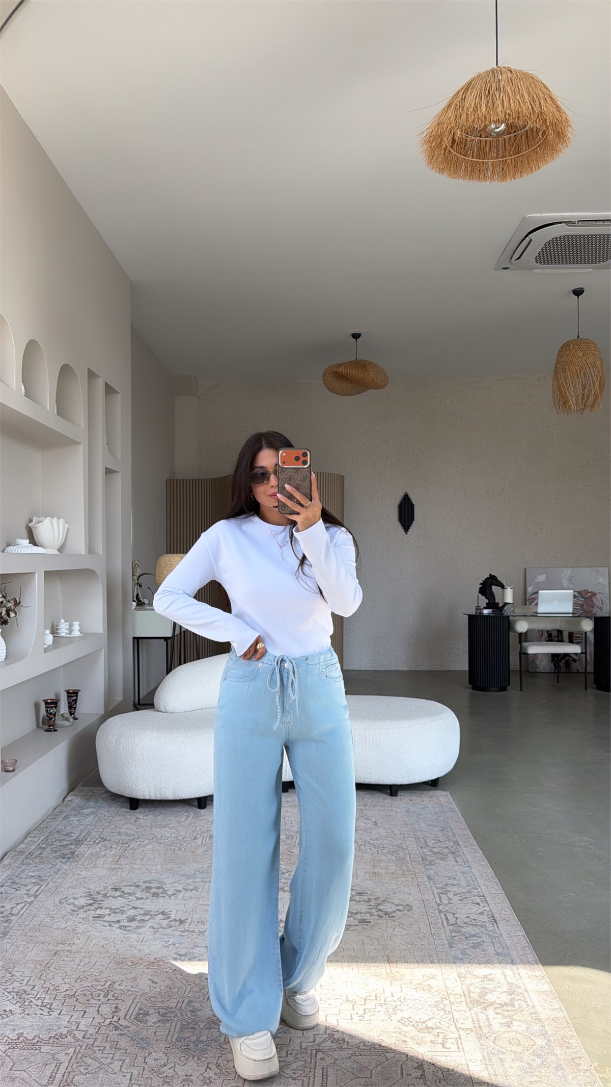 Kar Yıkama Açık Renk Beli İpli Dlv Tensel Denim