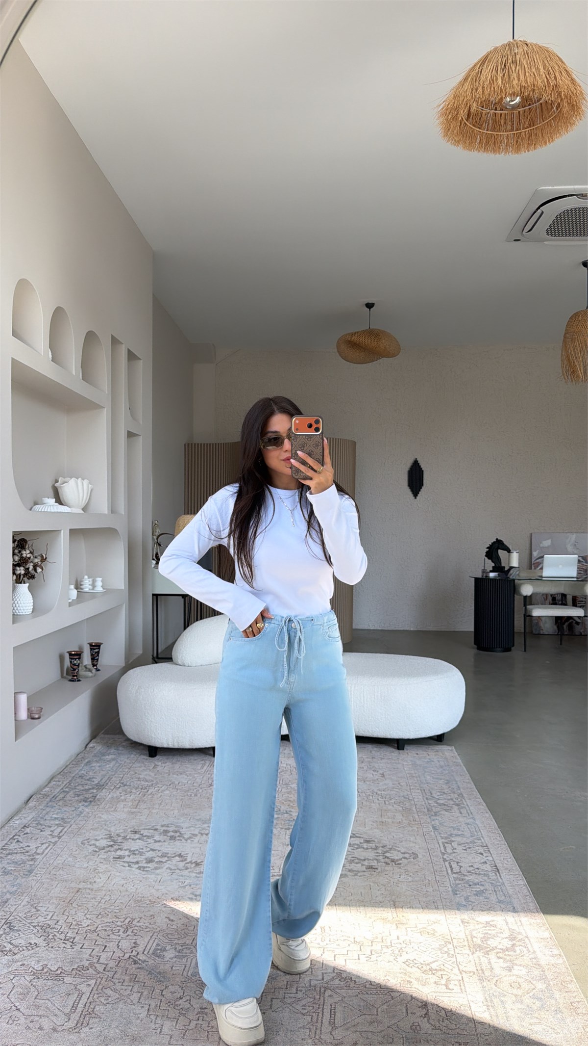 Kar Yıkama Açık Renk Beli İpli Dlv Tensel Denim