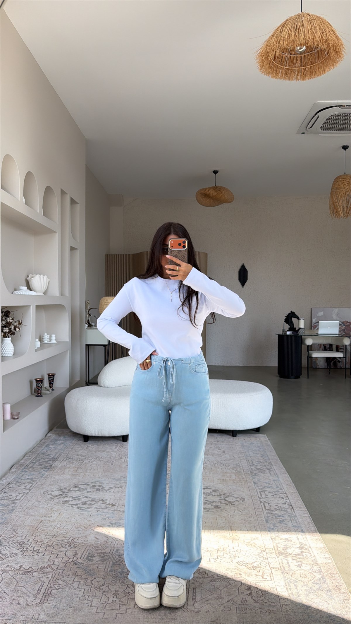 Kar Yıkama Açık Renk Beli İpli Dlv Tensel Denim