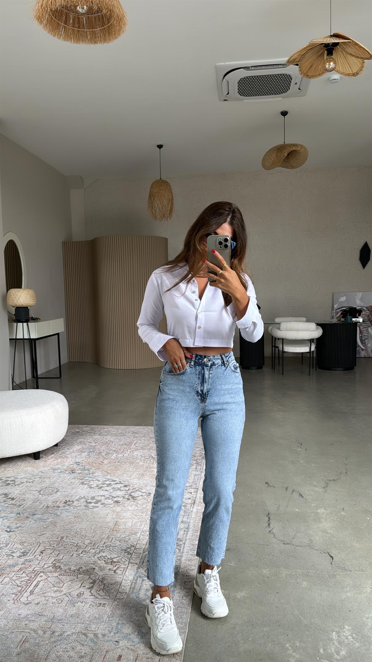 Kar Yıkama Boyfit Paça Kesik ZR Jean