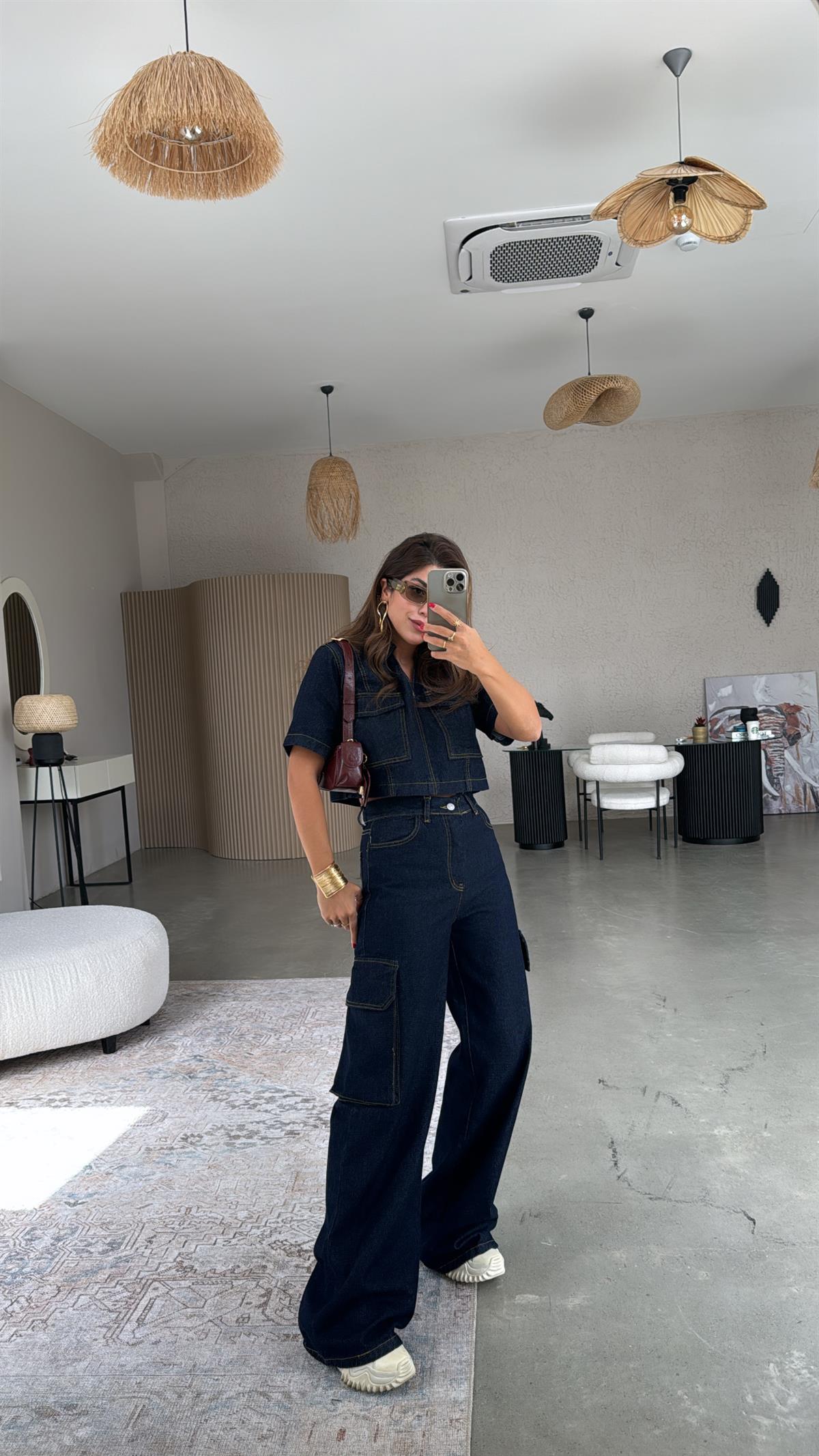 Kargo Cepli Denim Takım