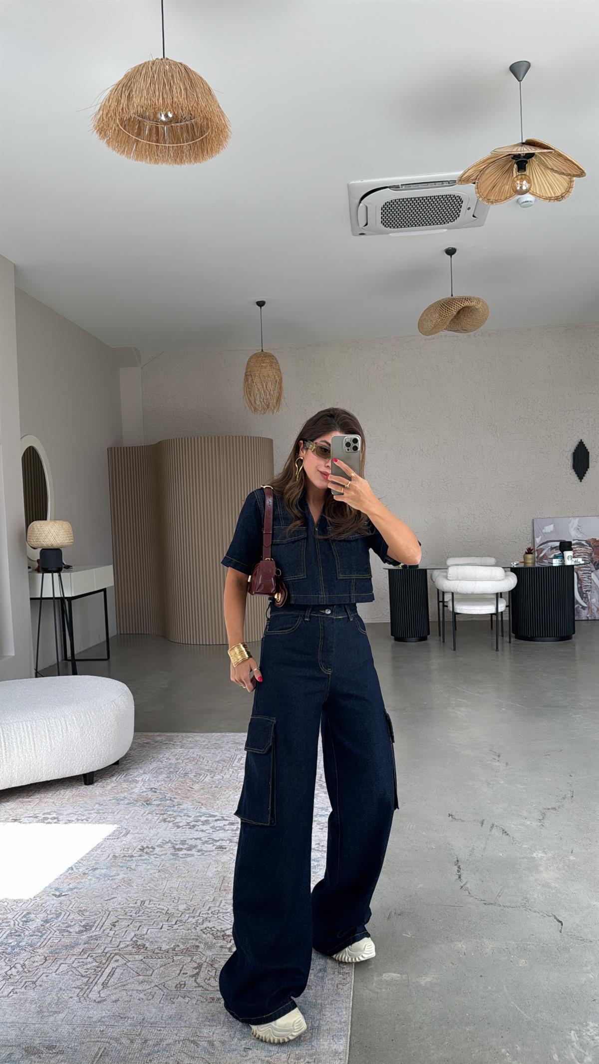 Kargo Cepli Denim Takım