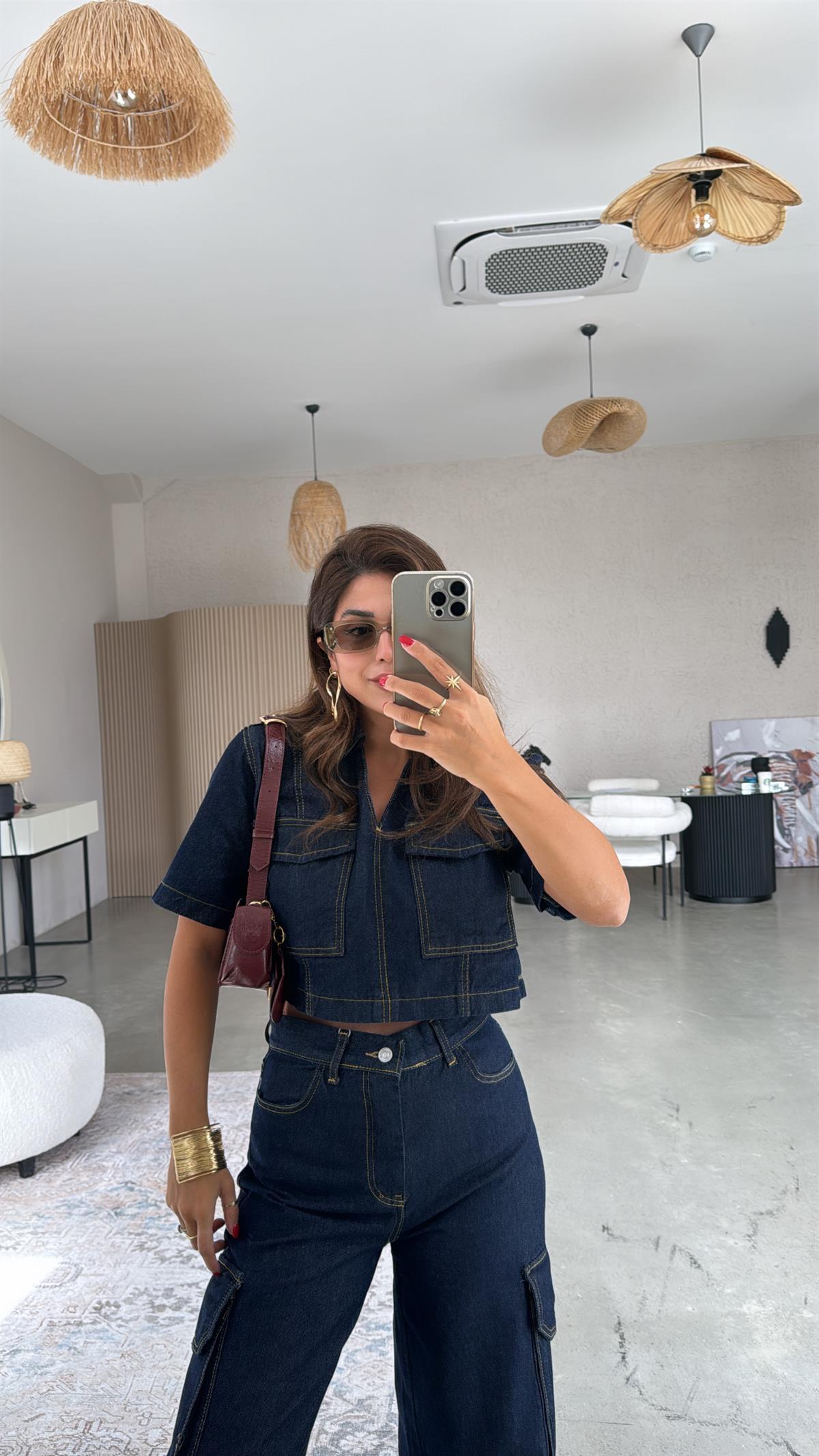 Kargo Cepli Denim Takım