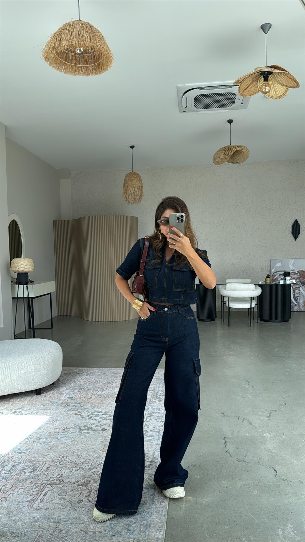 Kargo Cepli Denim Takım