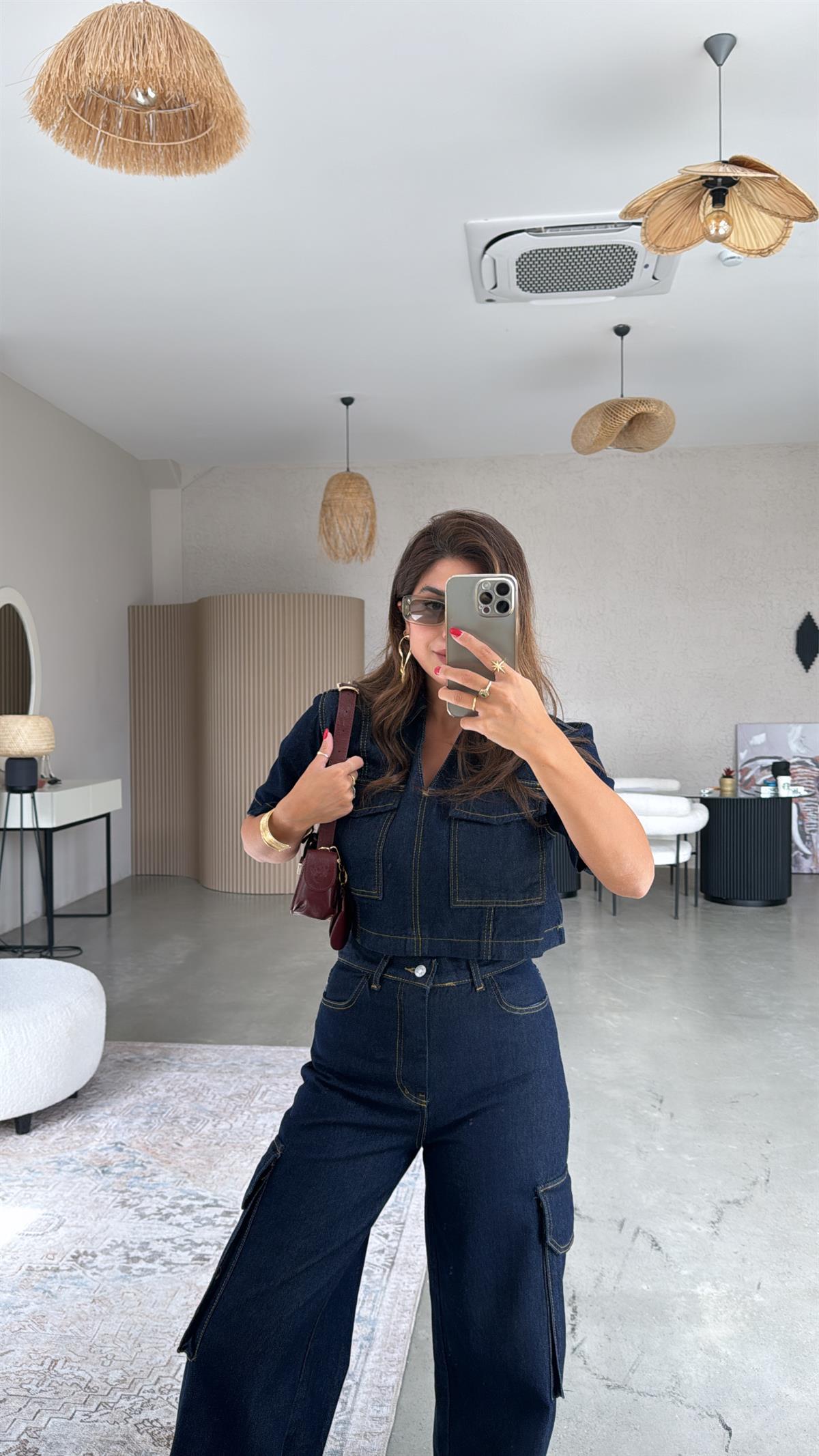 Kargo Cepli Denim Takım