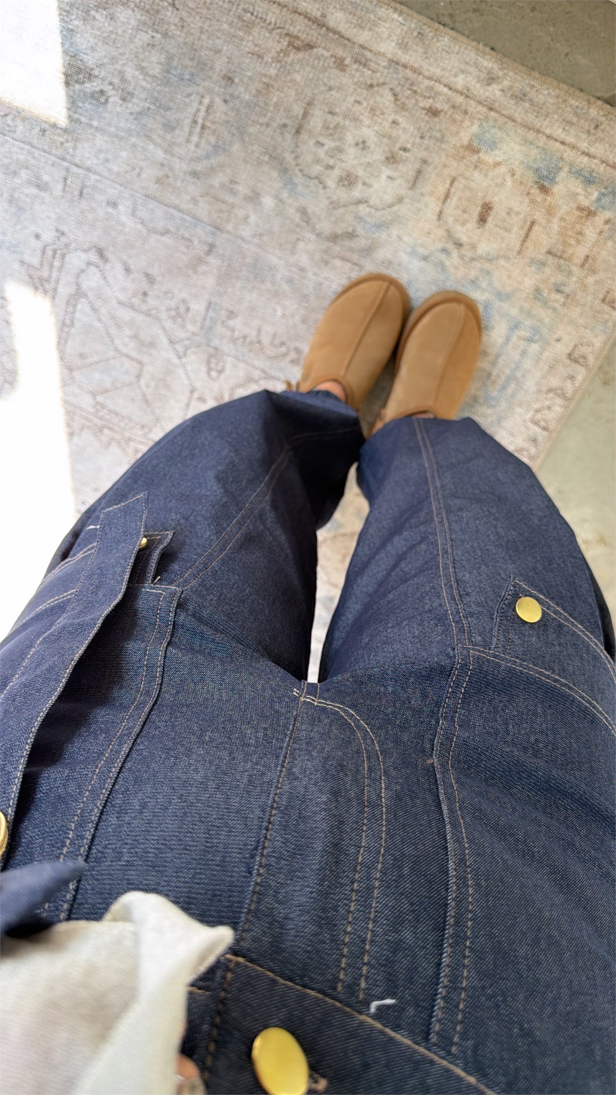 Kargo Cepli Likralı Yüksek Bel Denim Pantolon