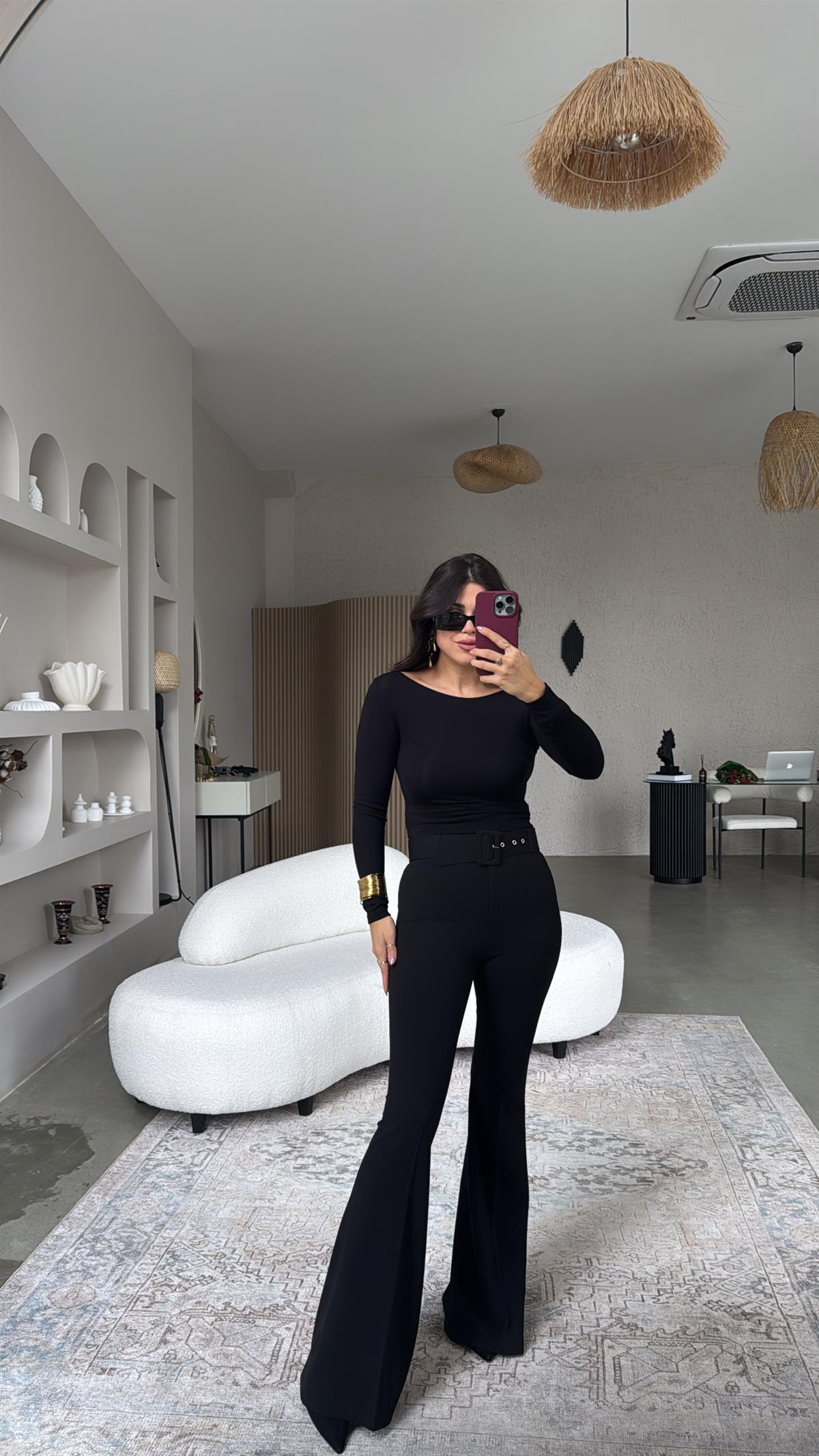 Kemerli İspanyol Kumaş Pantolon