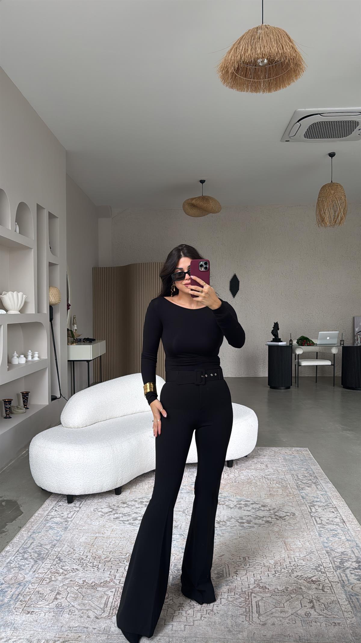 Kemerli İspanyol Kumaş Pantolon