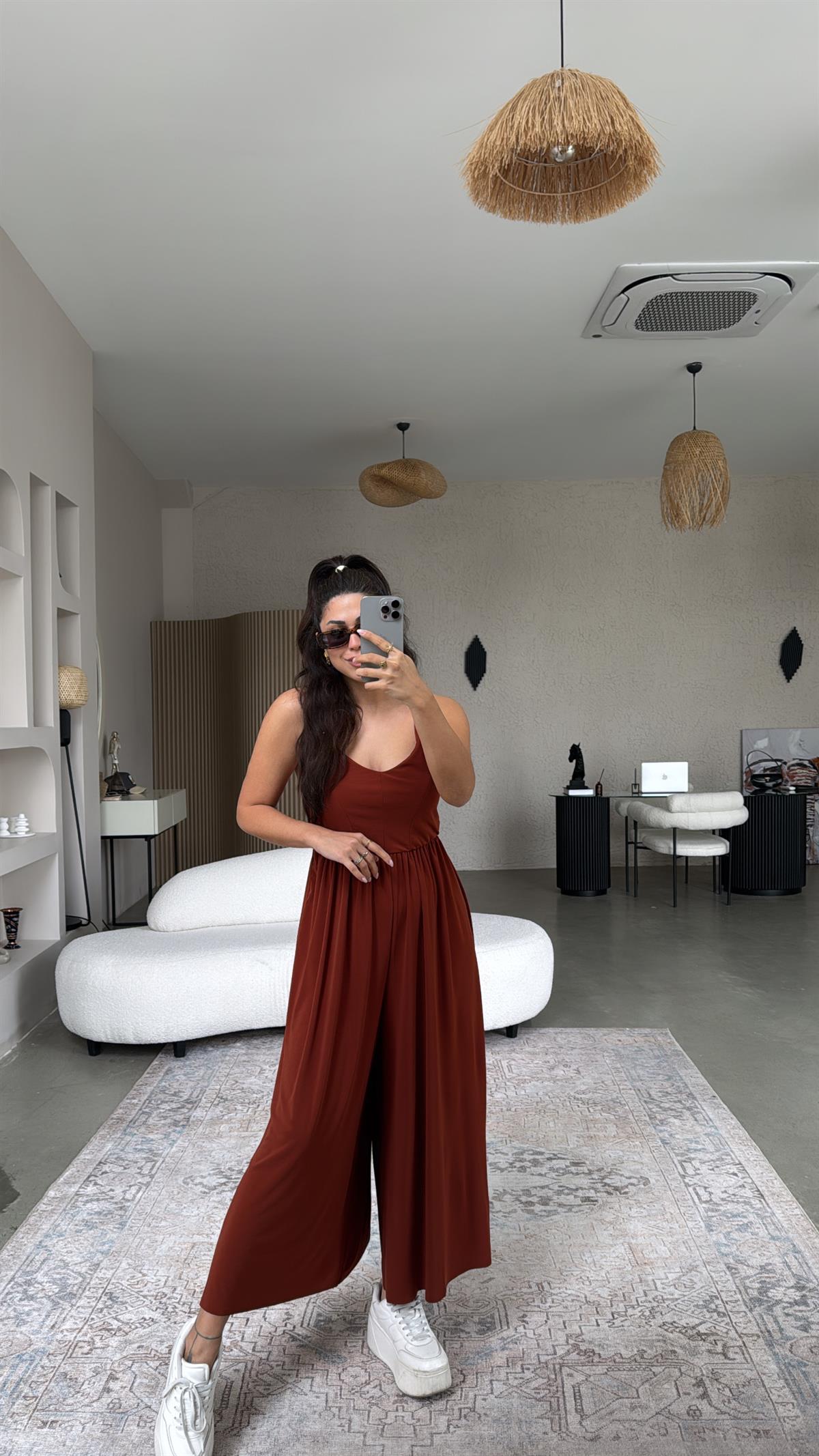 Kiremit Sırtı Çapraz Askılı Buzzy Tulum