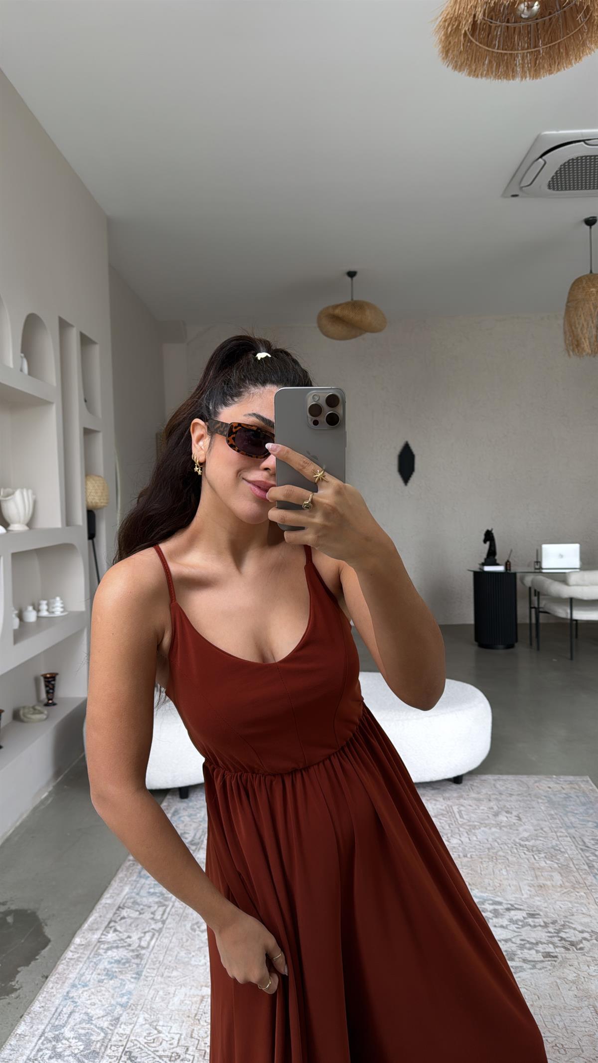 Kiremit Sırtı Çapraz Askılı Buzzy Tulum