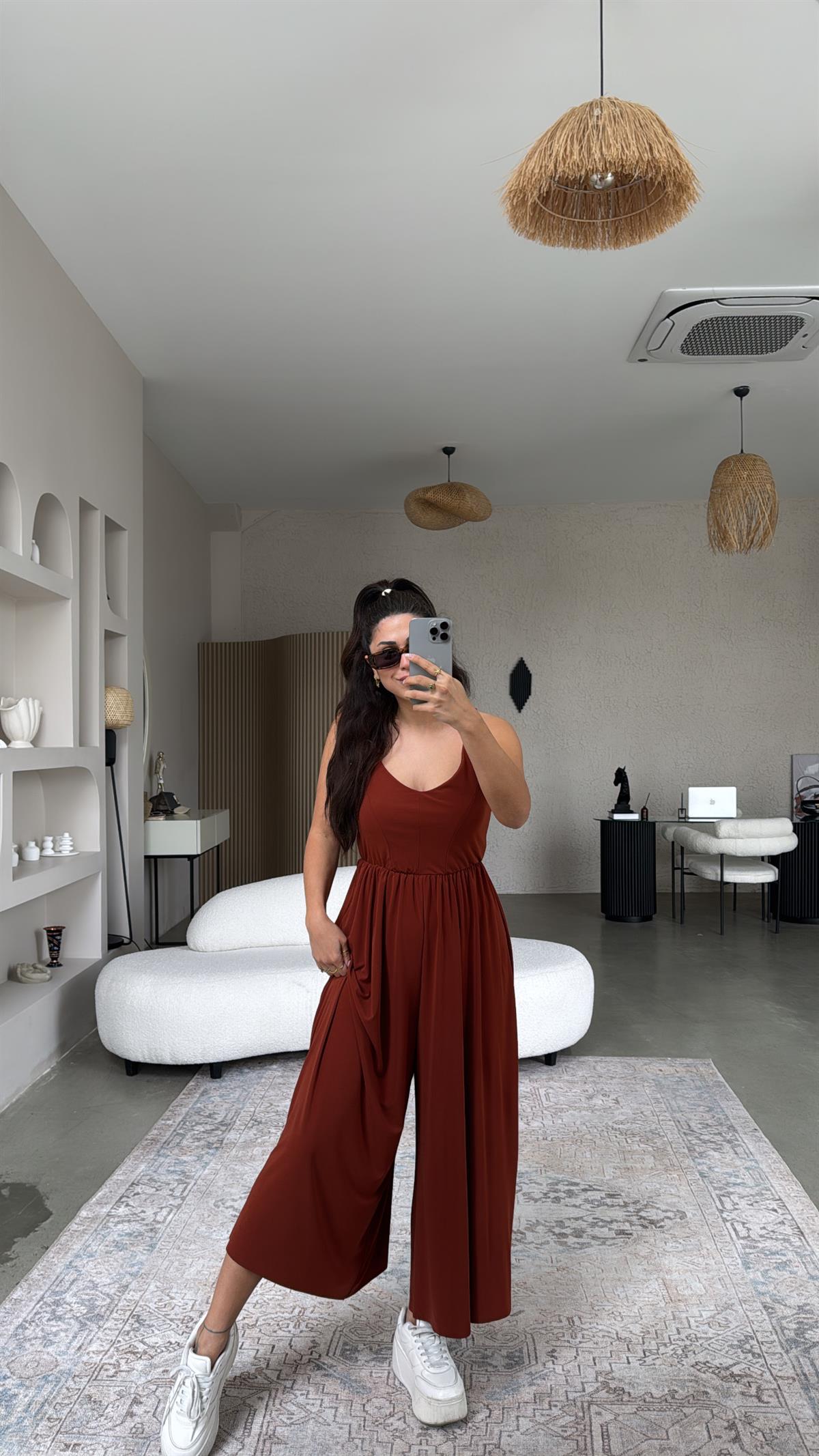 Kiremit Sırtı Çapraz Askılı Buzzy Tulum