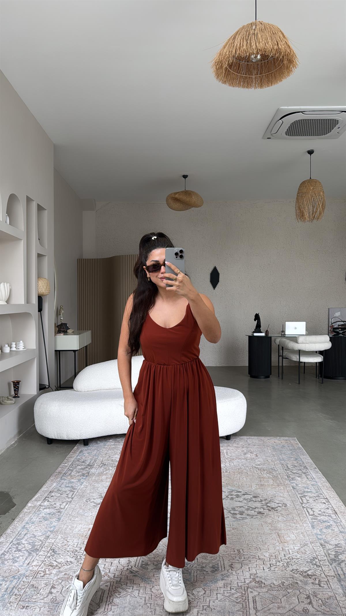 Kiremit Sırtı Çapraz Askılı Buzzy Tulum