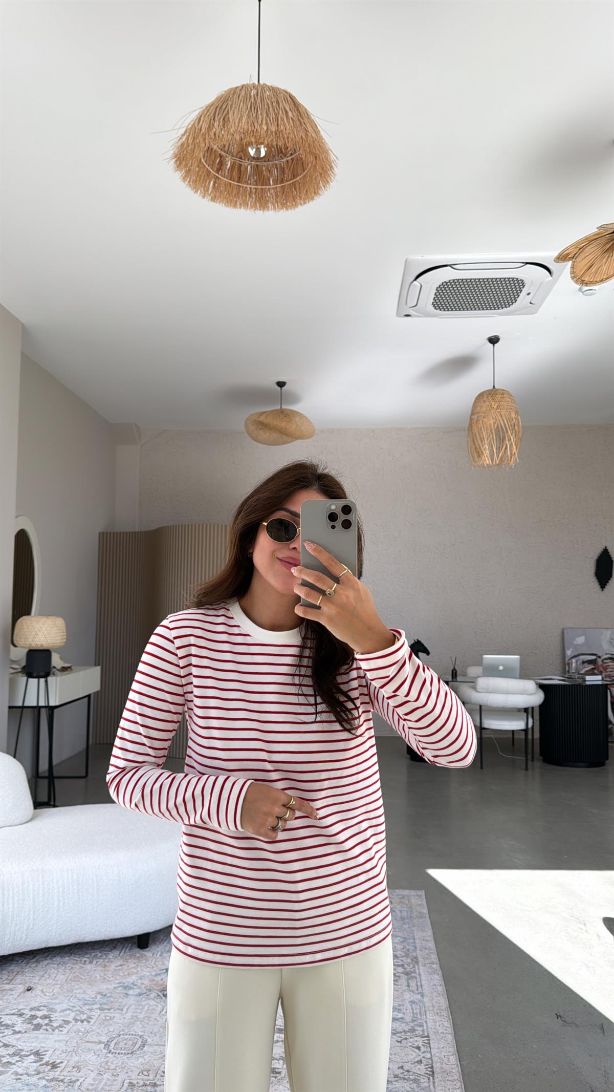 Kırmızı Çizgili Mssmo Bluz