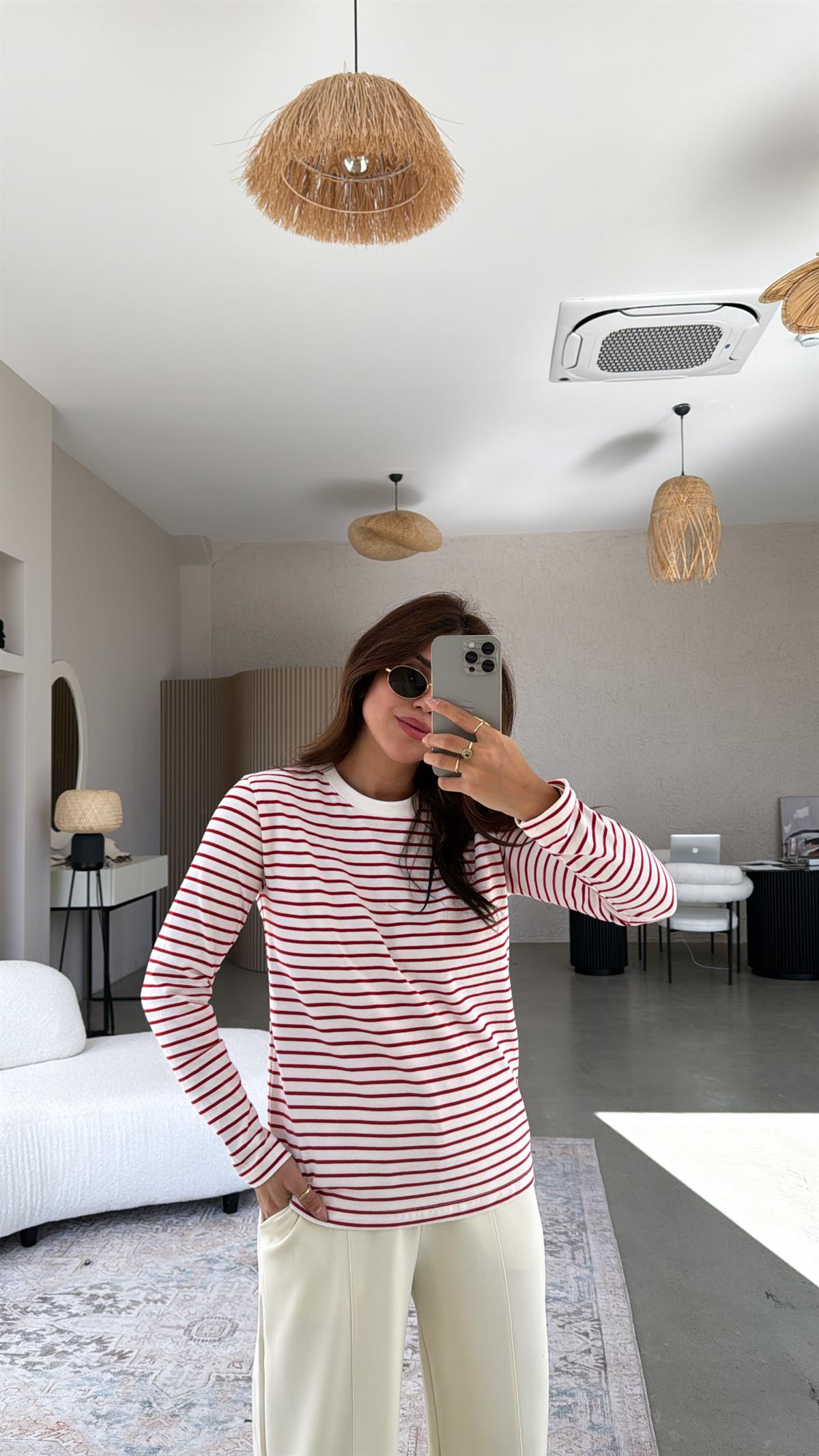 Kırmızı Çizgili Mssmo Bluz