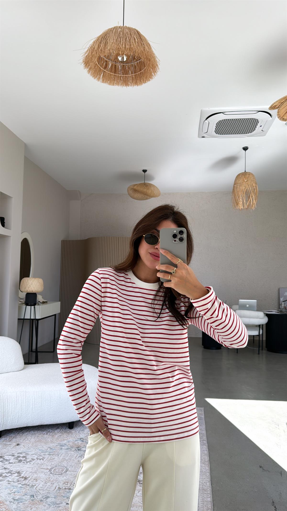 Kırmızı Çizgili Mssmo Bluz