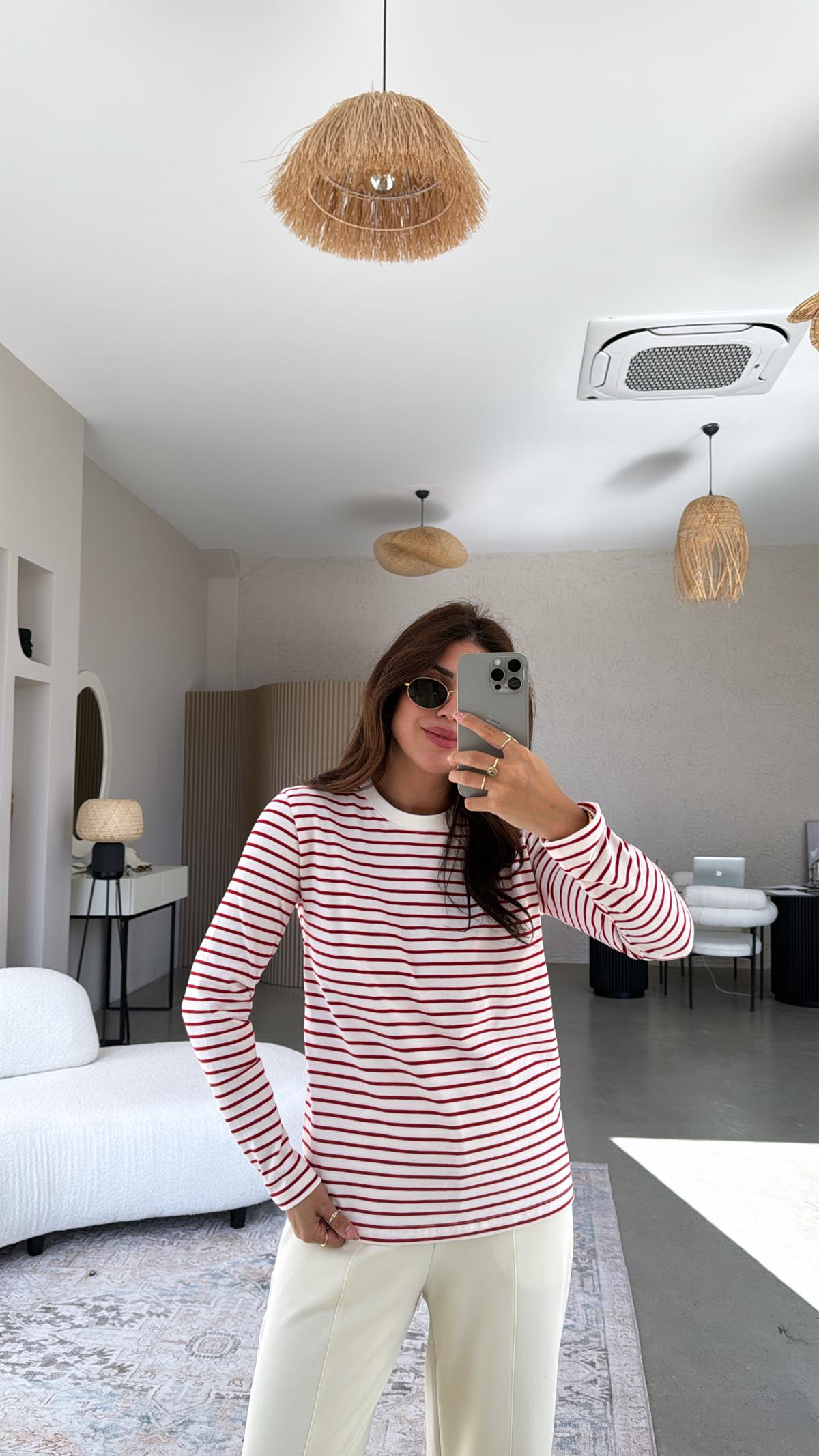 Kırmızı Çizgili Mssmo Bluz