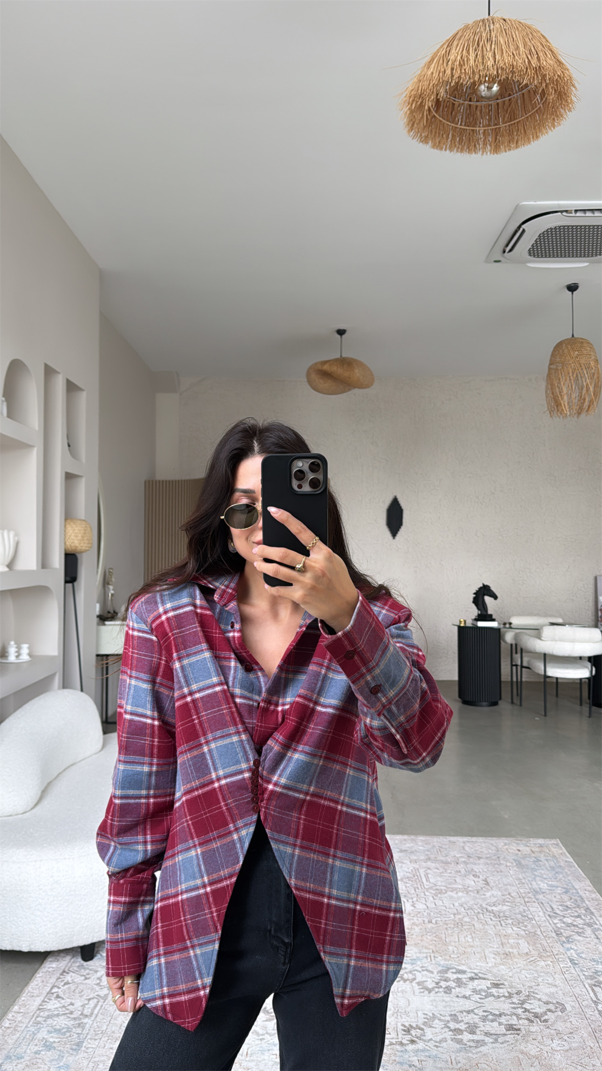 Kırmızı Ekose Vatkalı Tarz Gömlek