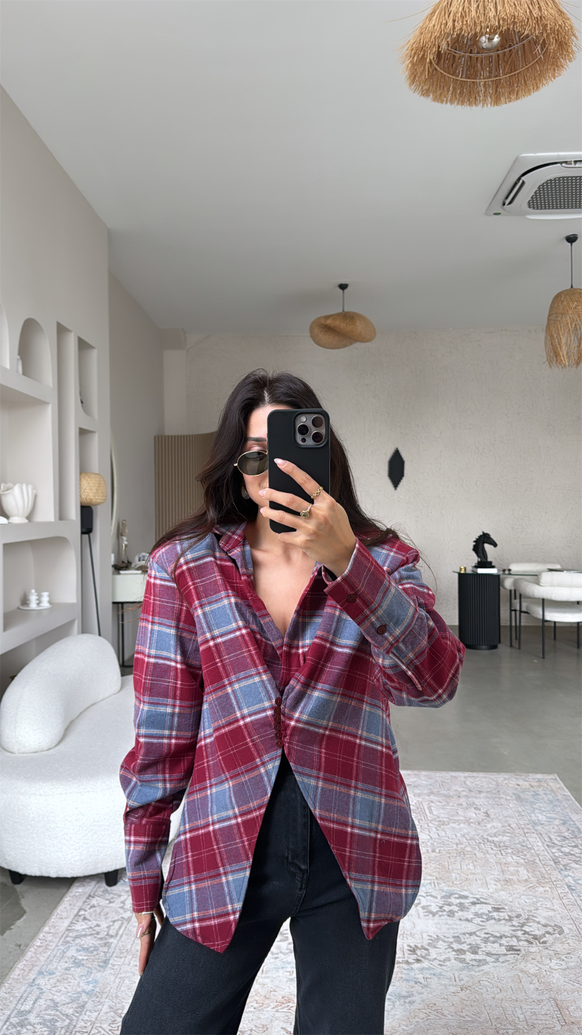 Kırmızı Ekose Vatkalı Tarz Gömlek