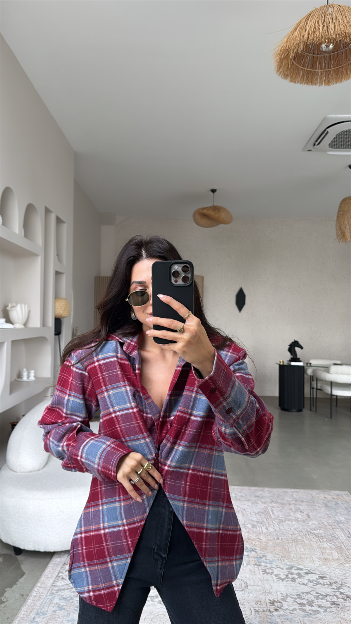 Kırmızı Ekose Vatkalı Tarz Gömlek