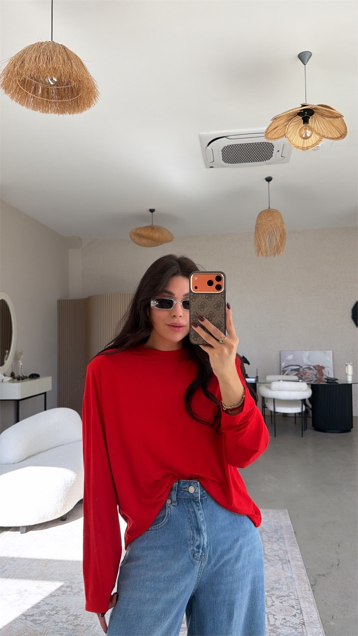 Kırmızı Vatkalı Uzun Kollu Basic