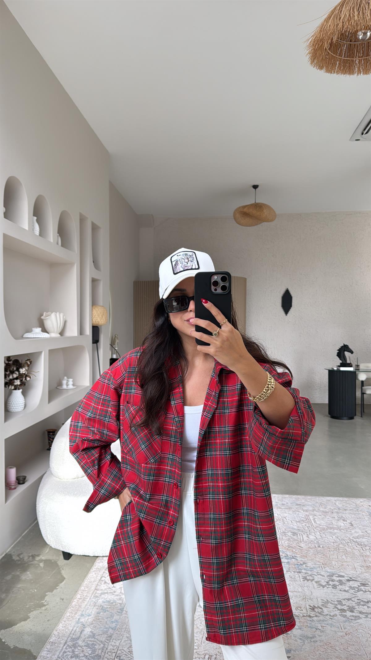 Klasik Kırmızı Ekose Pamuklu Gömlek