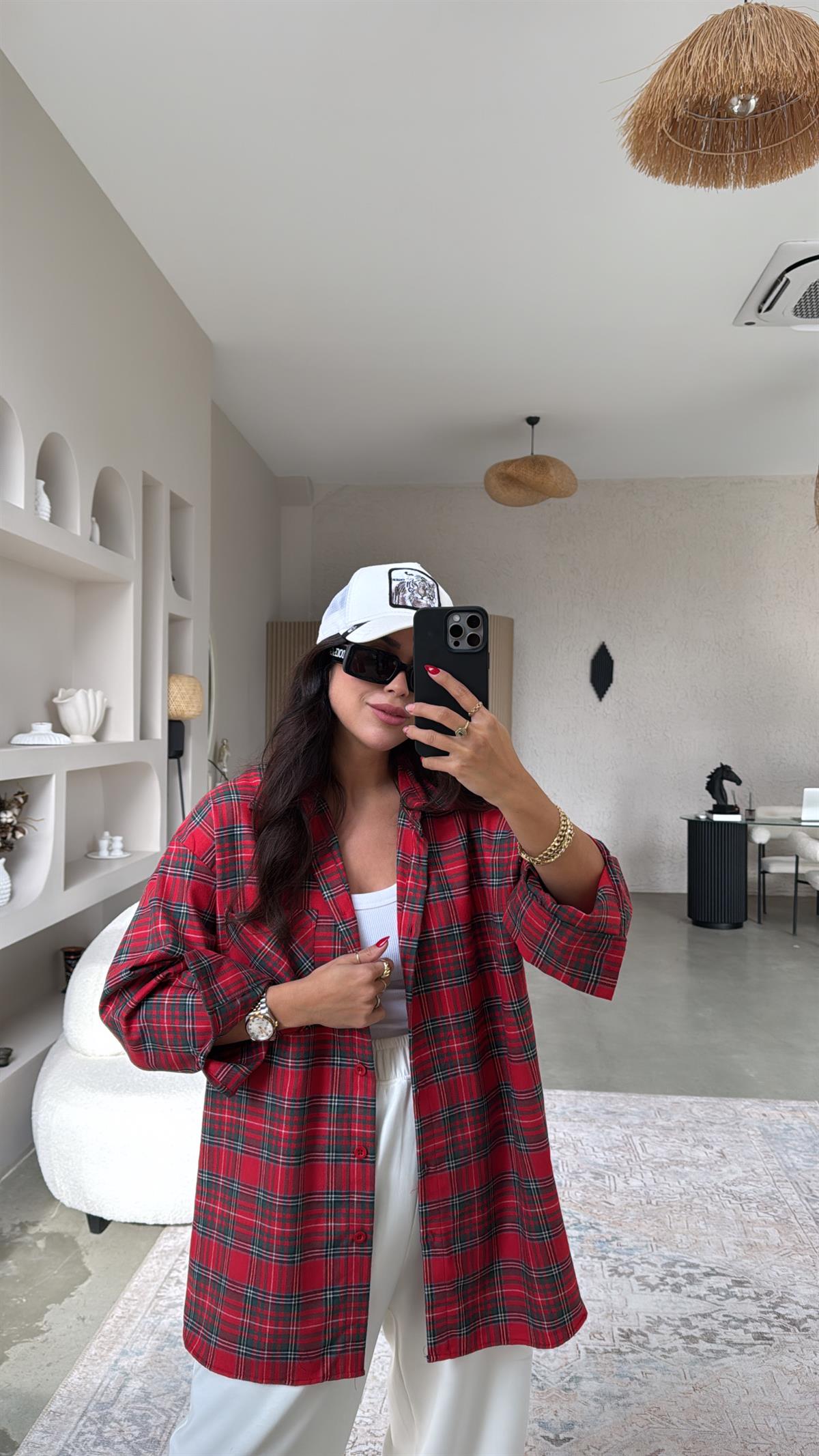 Klasik Kırmızı Ekose Pamuklu Gömlek