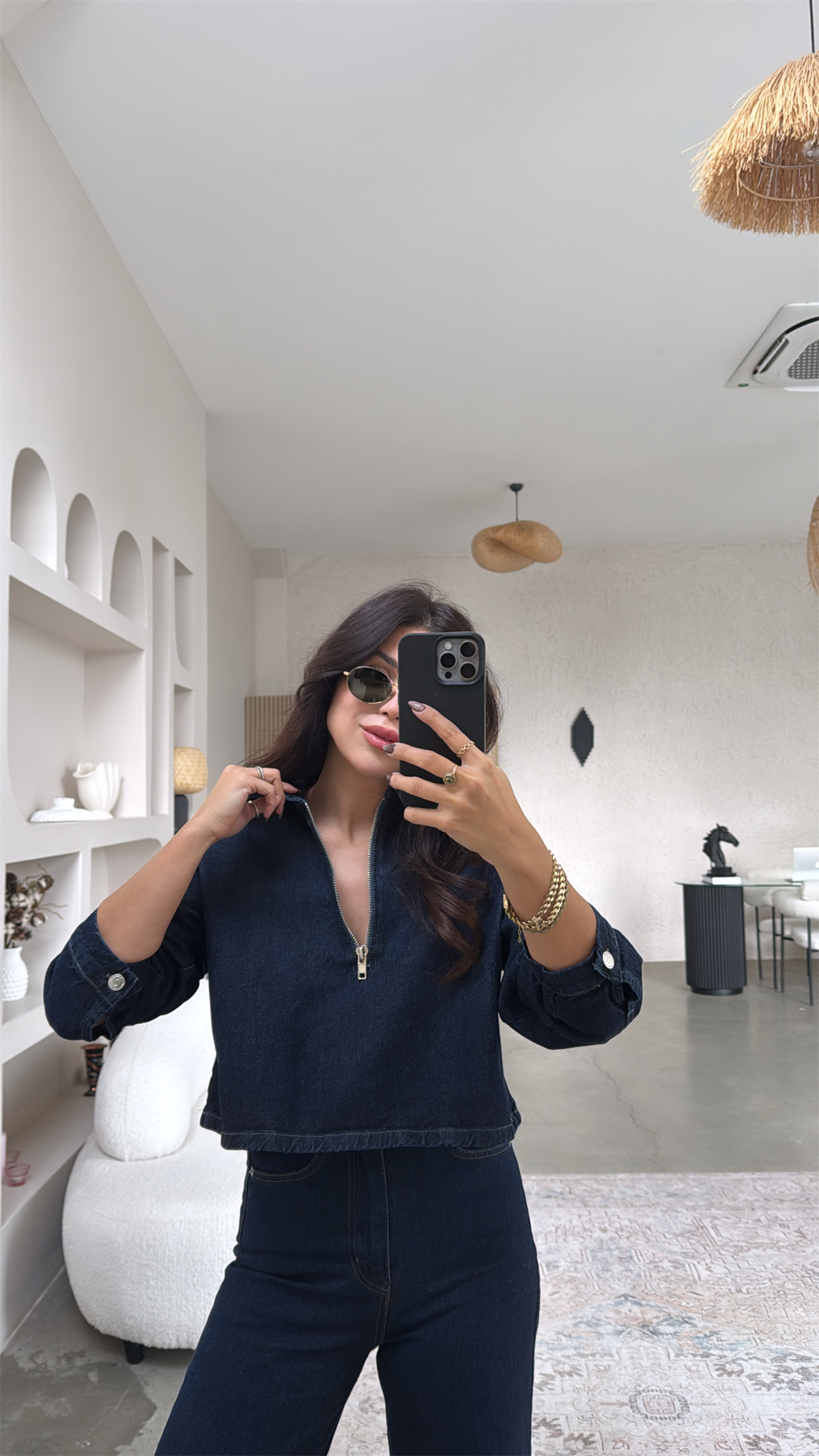 Koyu Lacivert Jean Sweat