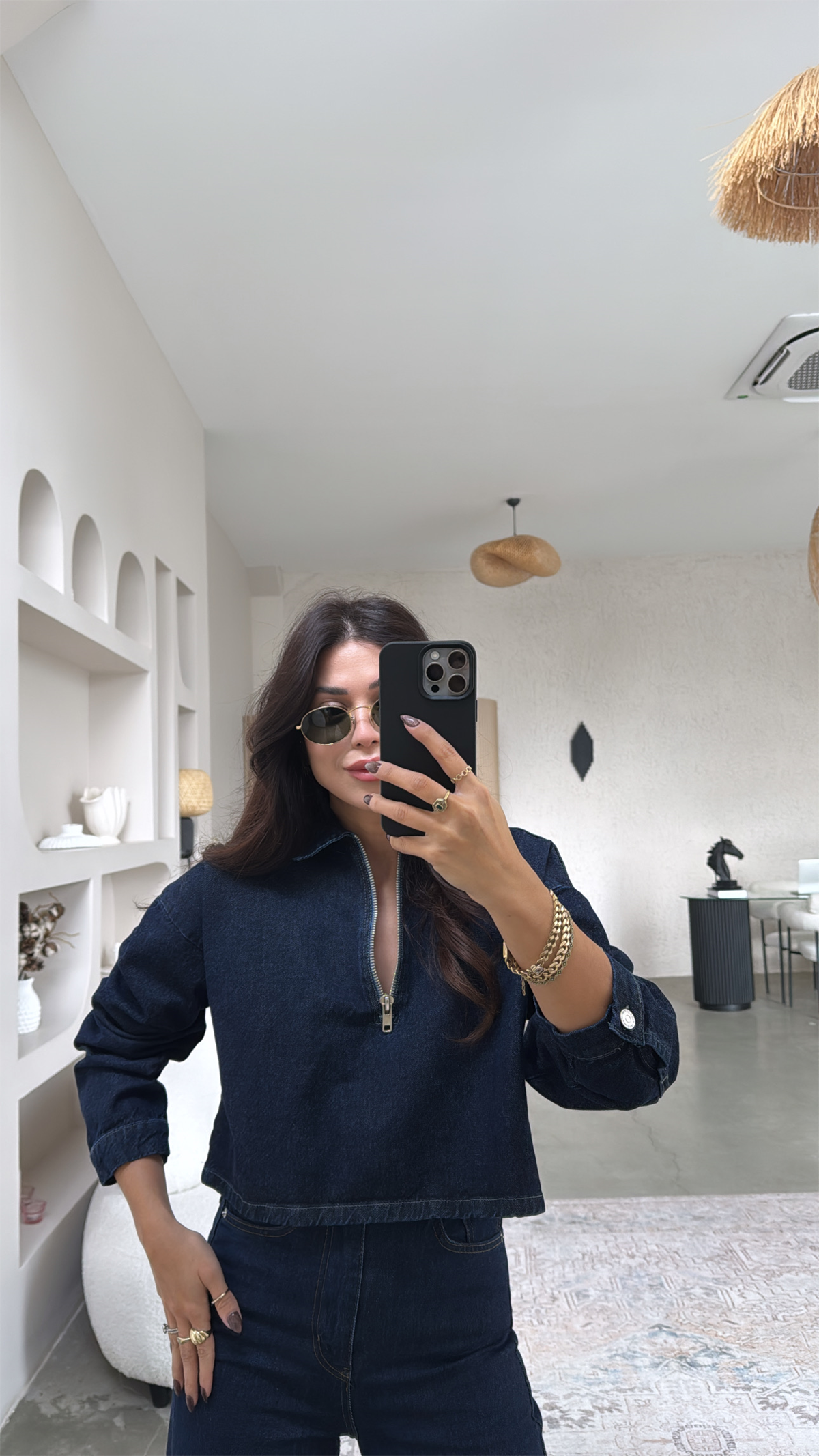 Koyu Lacivert Jean Sweat
