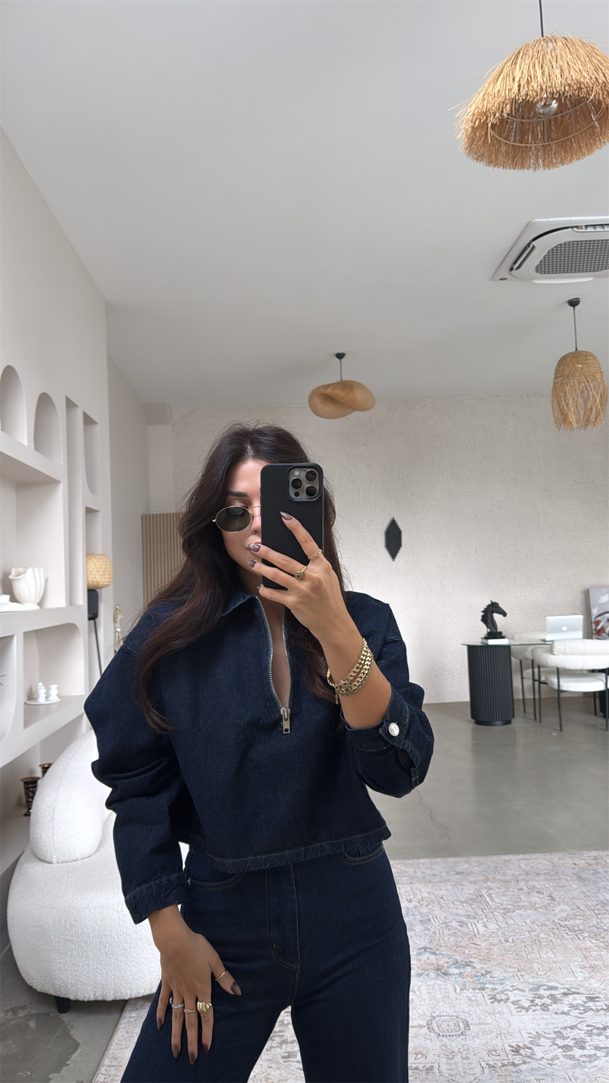 Koyu Lacivert Jean Sweat