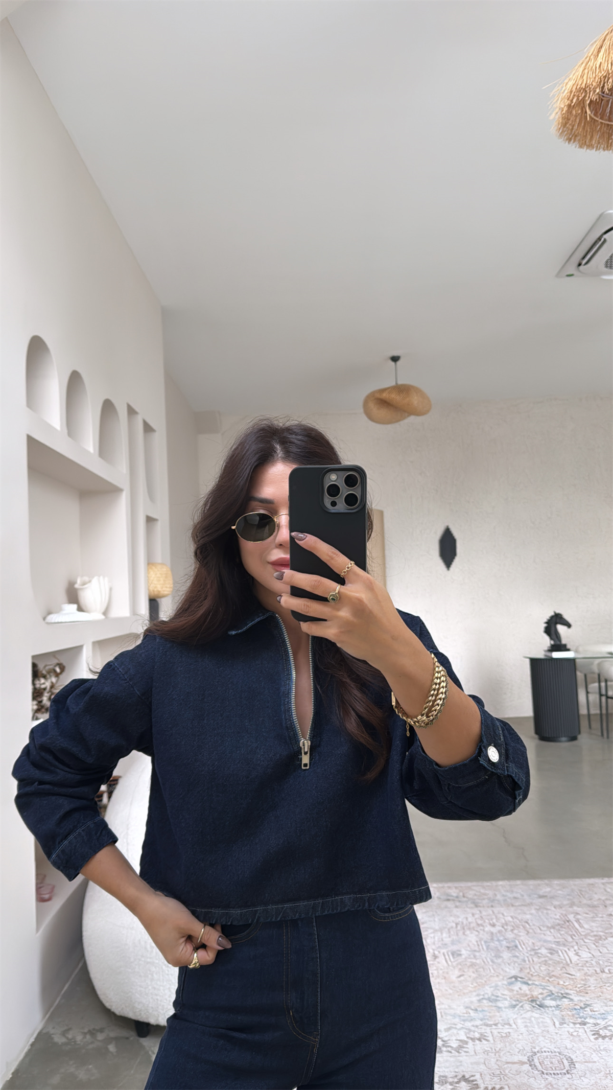 Koyu Lacivert Jean Sweat