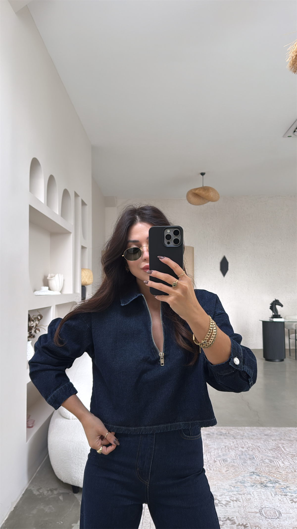Koyu Lacivert Jean Sweat
