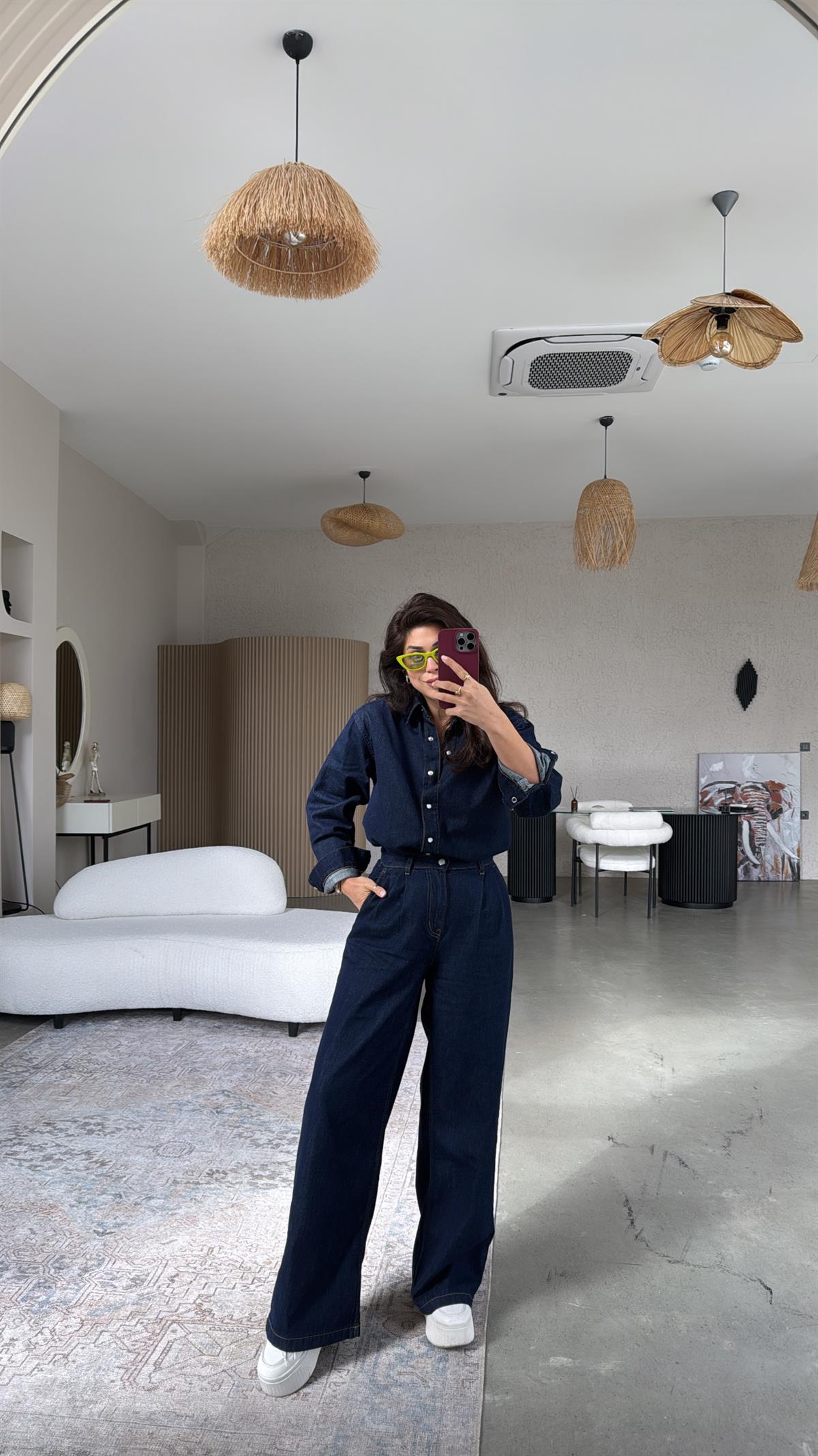 Koyu Renk Jean Premium Gömlek Pantolon Takım