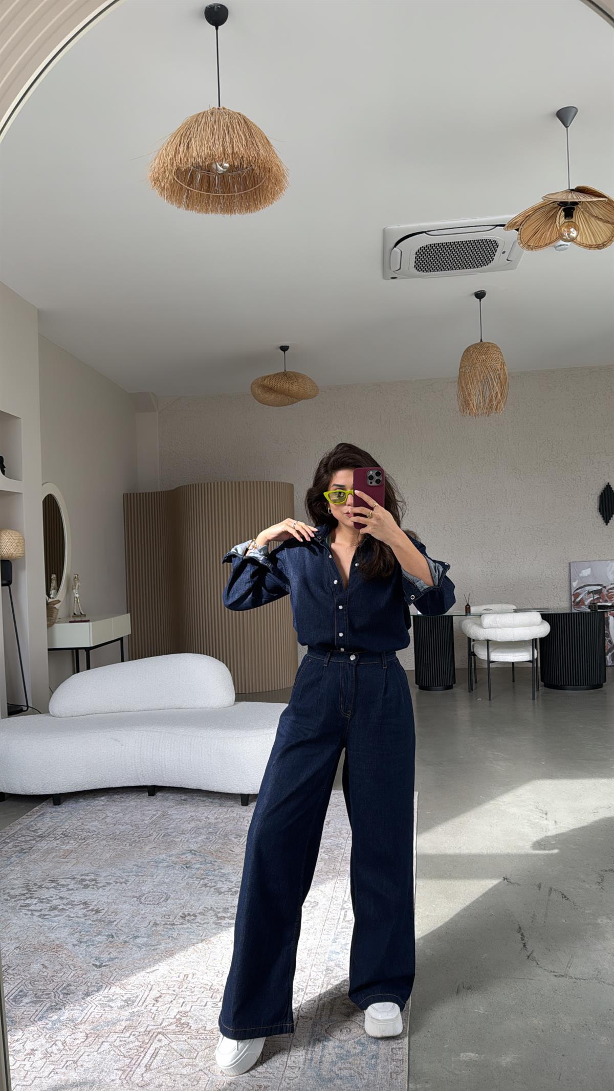 Koyu Renk Jean Premium Gömlek Pantolon Takım