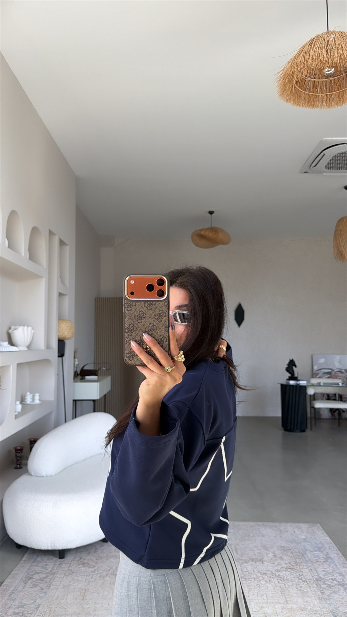 Lacivert 78 Baskılı İki İplik Sweatshirt