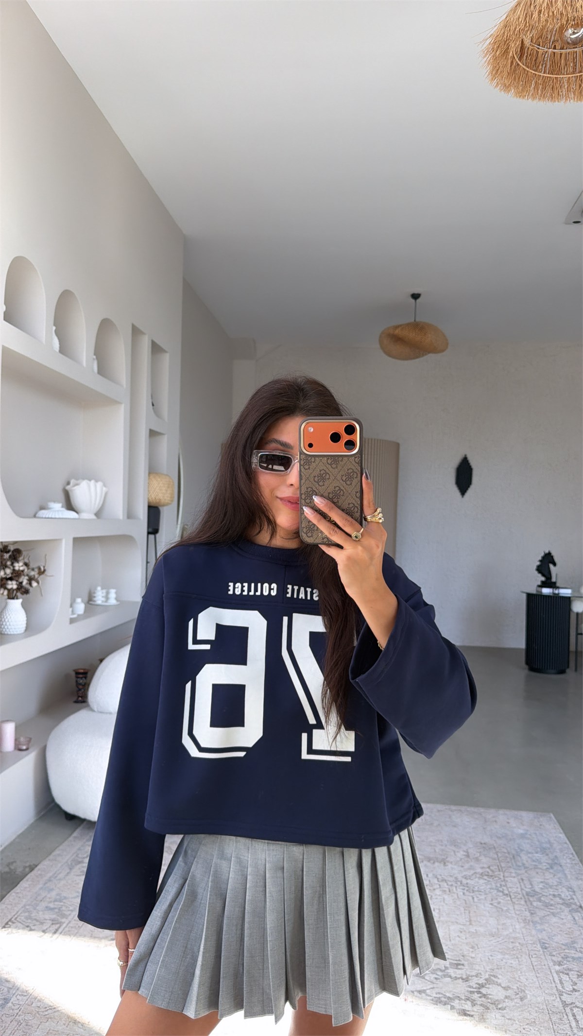 Lacivert 78 Baskılı İki İplik Sweatshirt