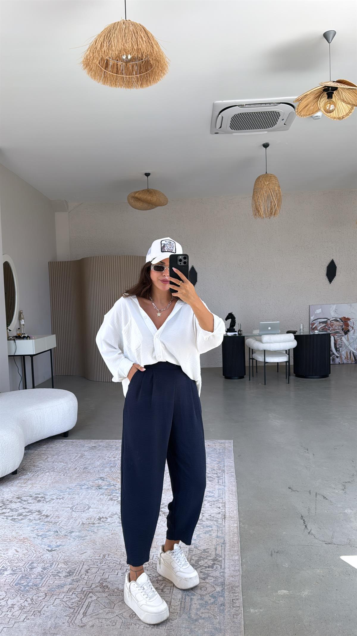 Lacivert Aerobin Harem Pantolon