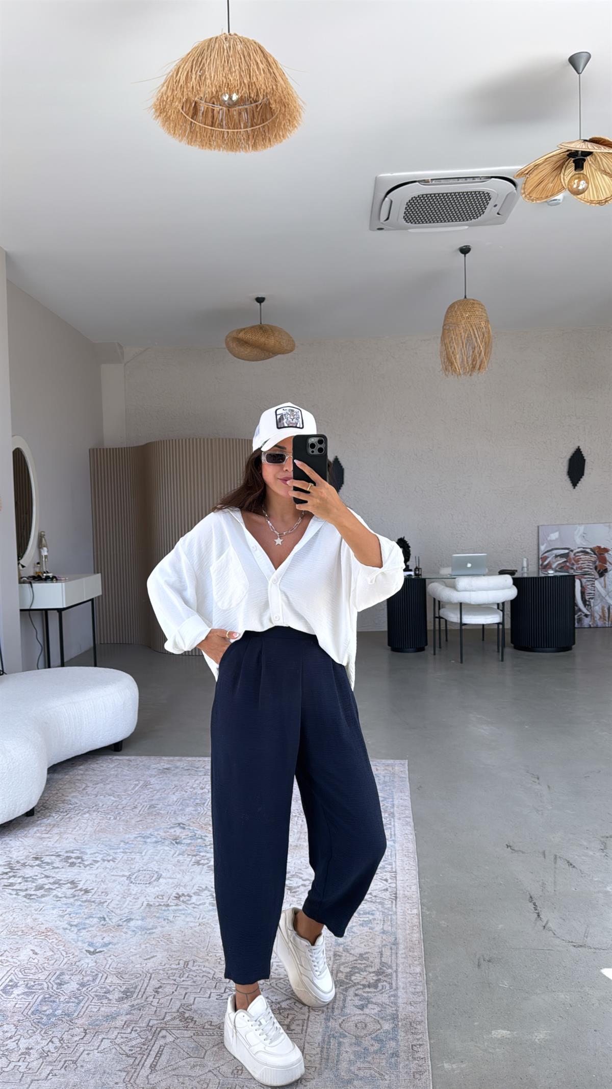 Lacivert Aerobin Harem Pantolon