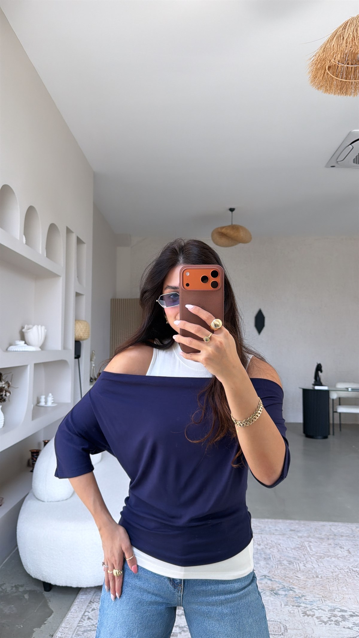 Lacivert Atletli Modal İkili Bluz