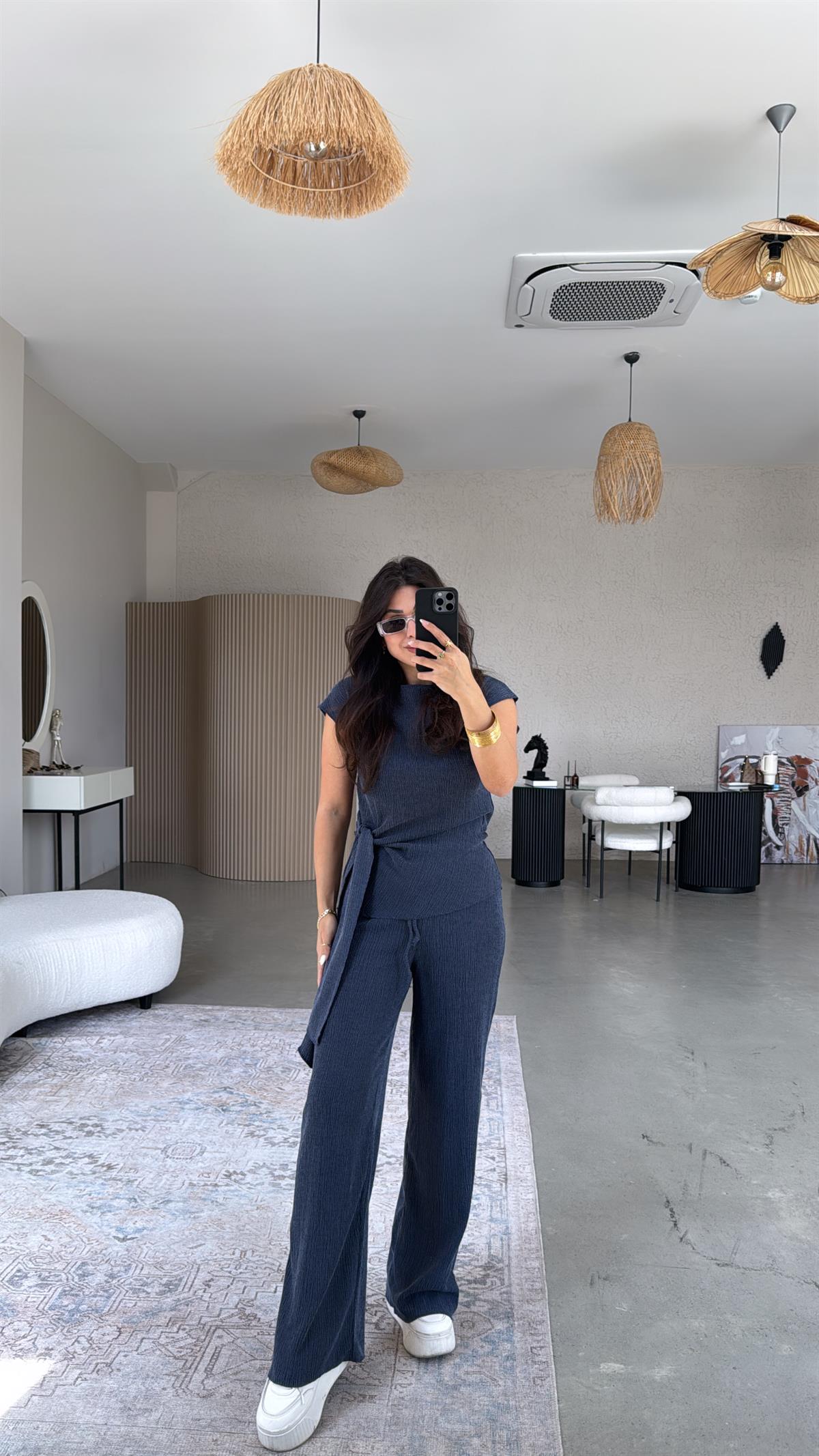 Lacivert Bağlamalı Bürümcük Takım 