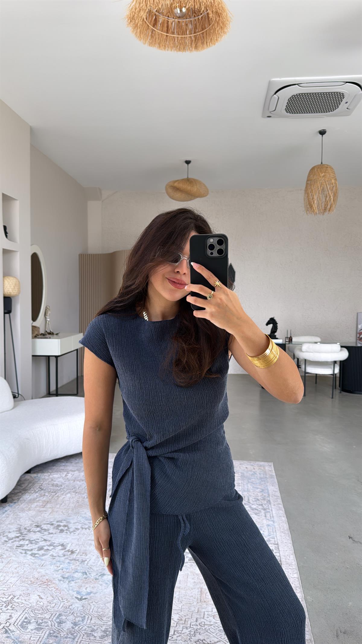 Lacivert Bağlamalı Bürümcük Takım 