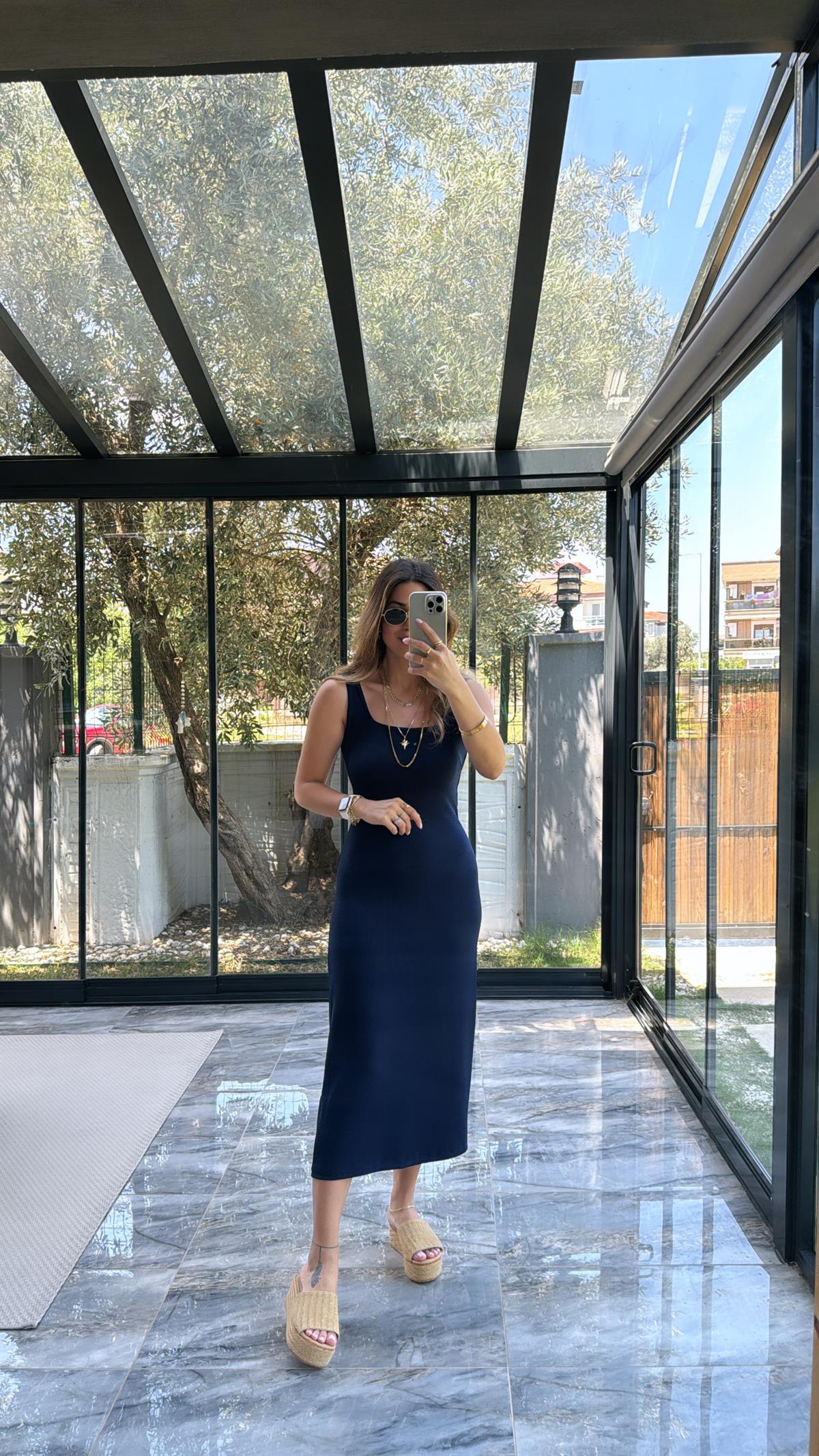 Lacivert Basic Kalem Kaşkorse Elbise