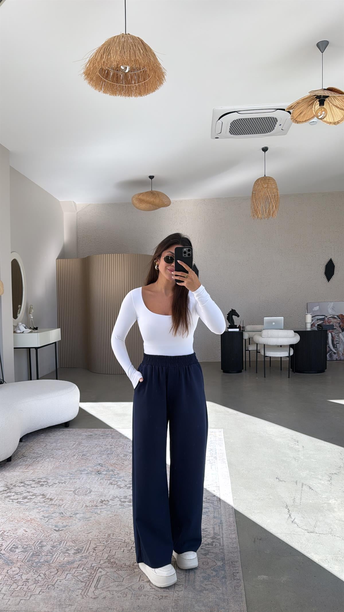 Lacivert Beli Lastikli Mrc Pantolon