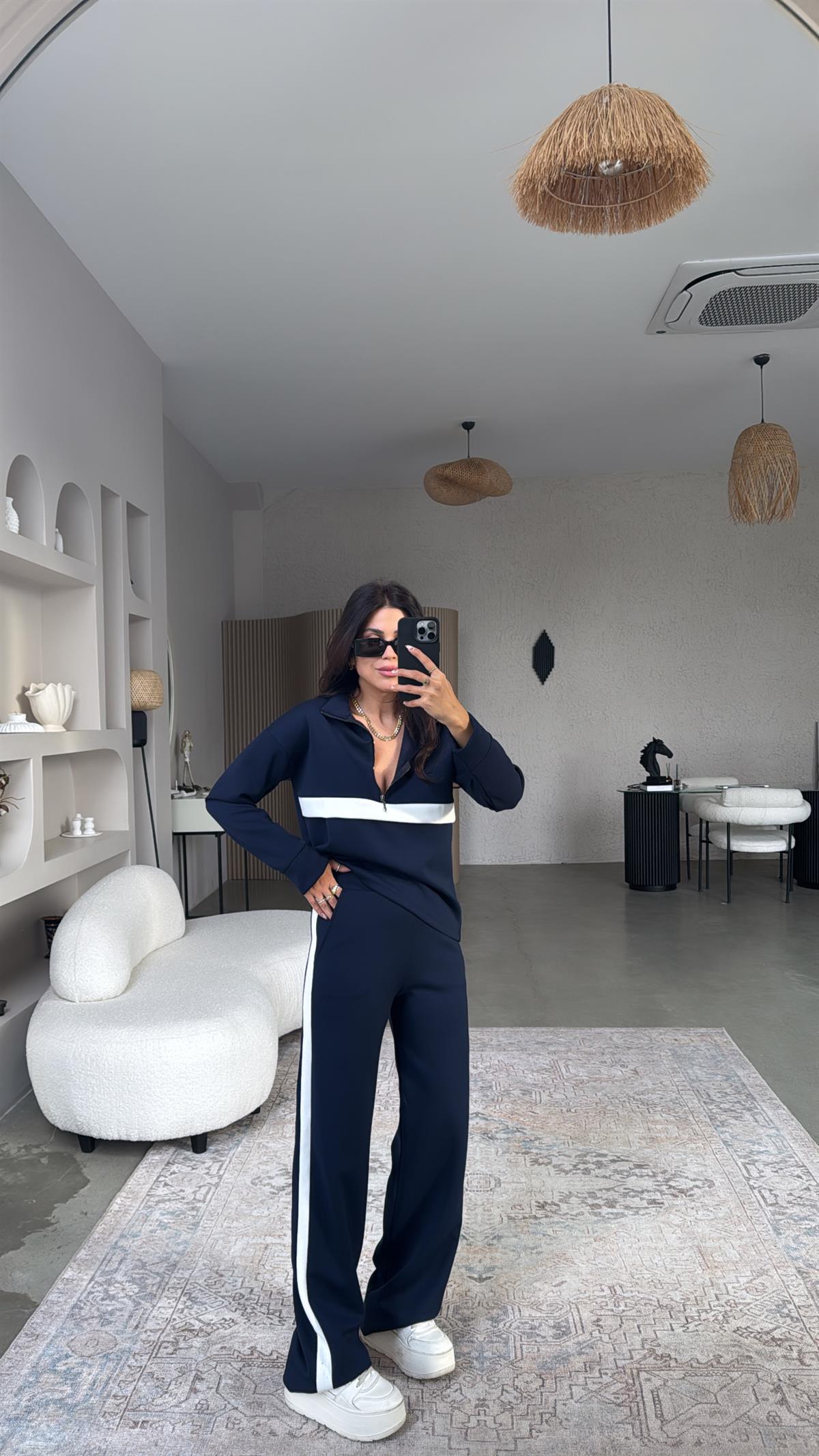 Lacivert Beyaz Şeritli Ntw Takım