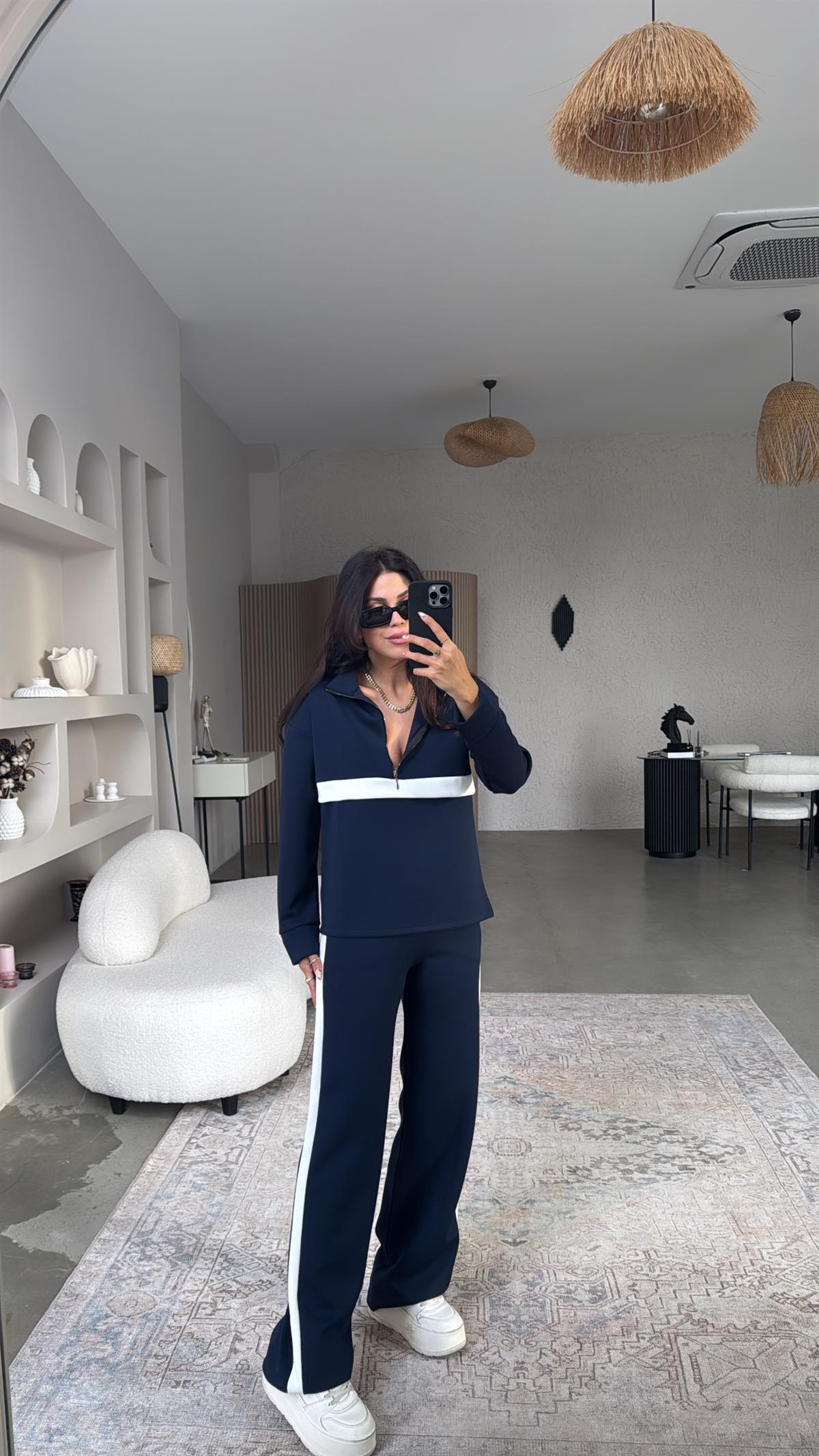 Lacivert Beyaz Şeritli Ntw Takım